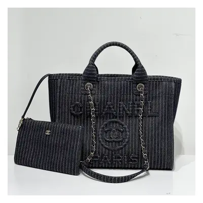 Chanel Black Fabric Beach Bag