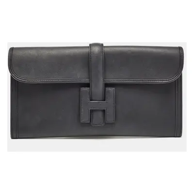 Hermes Bleu Indigo Swift Leather Elan Jige Clutch