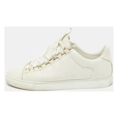 Balenciaga Off White Leather Arena Lace Up Sneakers Size