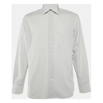 Ermenegildo Zegna White Check Pattern Cotton Tailored Fit Shirt