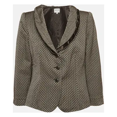 Armani Collezioni Vintage Brown Jacquard Single Breasted Blazer