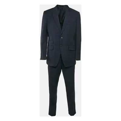 Tom Ford Navy Blue Wool Plaid Pants Suit