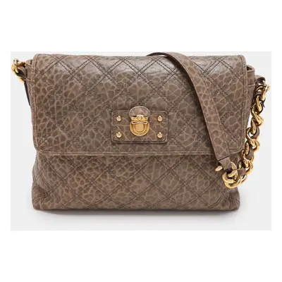 Marc Jacobs Light Brown Quilted Leather Flap Chain Shoulder Bag