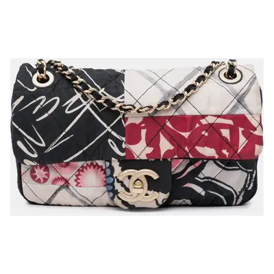 Chanel Multicolor Mini Rectangular Printed Nylon and Jersey Patchwork Single Flap