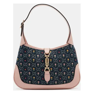 Gucci Blue/Pink GG Denim and Leather Jackie Bag