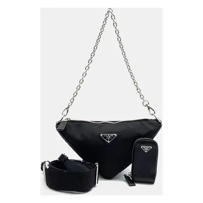 Prada Black Fabric Triangle Shoulder Bag