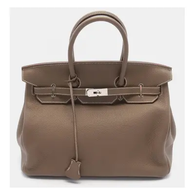 Hermes Brown Togo Leather Birkin Tote Bag