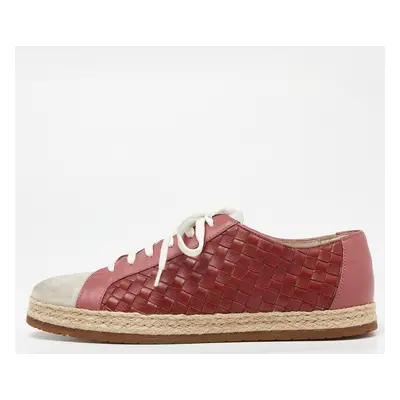 Bottega Veneta Tri Color Intrecciato Leather And Suede Cap Toe Espadrille Low Top Sneakers Size 