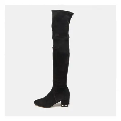 Valentino Black Suede Knee Length Boots Size