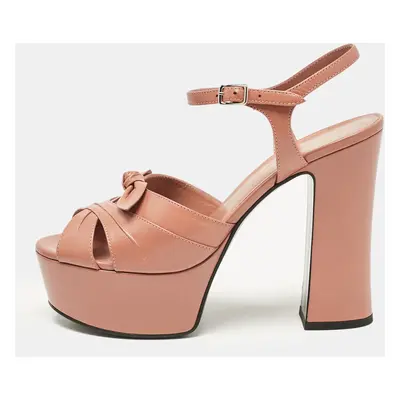 Saint Laurent Dusty Pink Leather Candy Platform Sandals Size