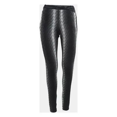 Gucci Black Metallic Argyle Patterned Lurex Knit Skinny Pants