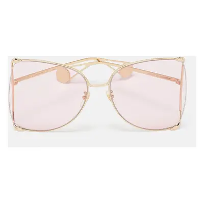 Gucci Pink GG0252S Pearl Embellished Oversized Sunglasses