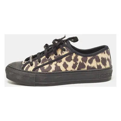 Dior Beige/Black Leopard Print Canvas Walk'n'Dior Sneakers Size