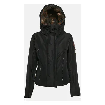 Calvin Klein Black Embellished Crepe Puffer Jacket