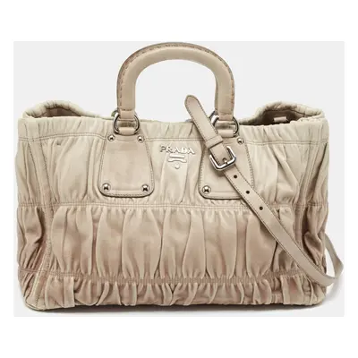 Prada Light Grey Leather Gaufre Tote