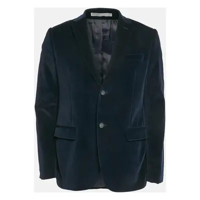 Kenzo Navy Blue Velvet Single Breasted Blazer