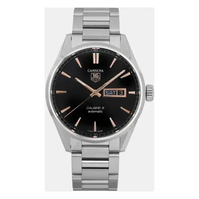 Tag Heuer Carrera Day-Date Steel Case Black Dial Men's Wristwatch