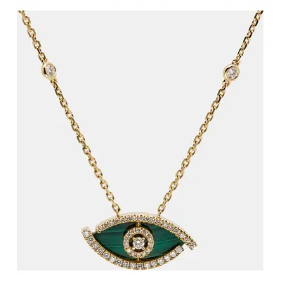 Messika Lucky Eye Malachite Diamonds 18k Yellow Gold Necklace