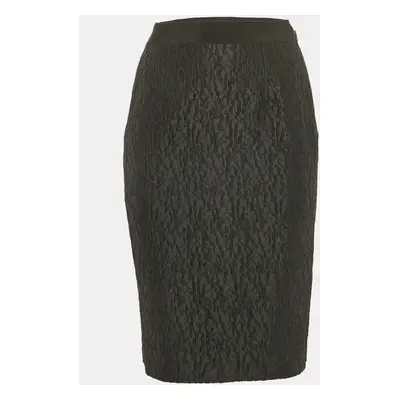 CH Carolina Herrera Black Textured Jacquard Pencil Skirt