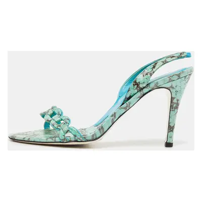 Dolce & Gabbana Persian Green Python Slingback Sandals Size