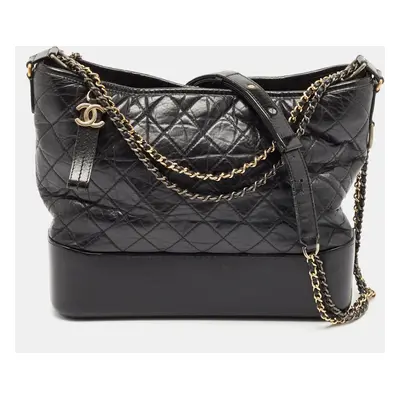 Chanel Black Quilted Aged Leather Gabrielle Hobo