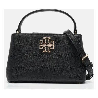 Tory Burch Black Leather Micro Britten Top Handle Bag