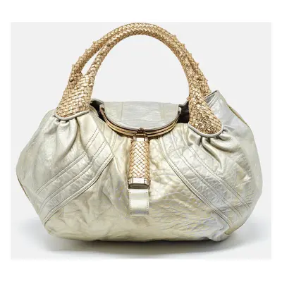 Fendi Metallic Gold Textured Leather Spy Hobo