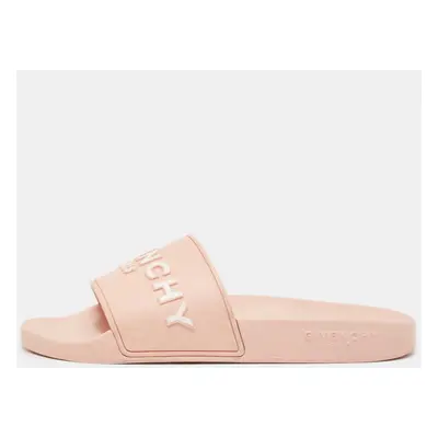 Givenchy Pink Rubber Logo Flat Slides Size