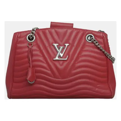 Louis Vuitton Red Leather New Wave Chain Tote Bag