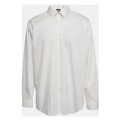 Boss By Hugo Boss Off-White Cotton Button Front Regular Fit Shirt