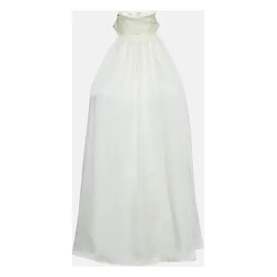 Zimmermann Off-White Satin Tie-Up Neck Sleeveless Blouse