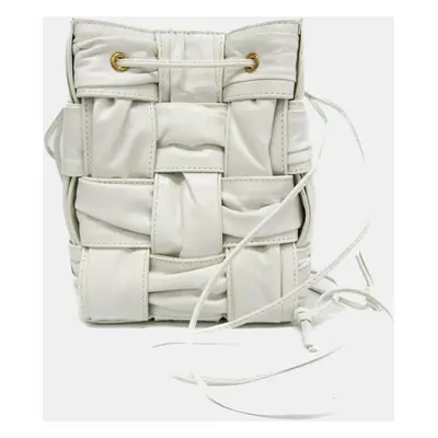 Bottega Veneta White Leather Small Cassette Baguette Bag