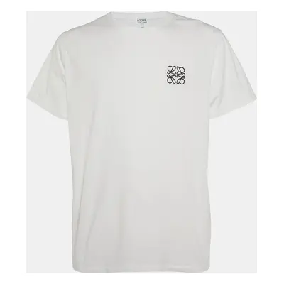 Loewe White Logo Embroidered Cotton T-Shirt