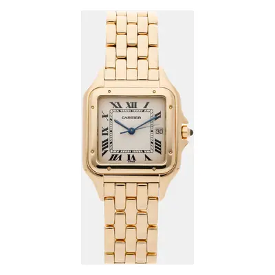 Cartier Silver 18k Yellow Gold Panthere Quartz Men's Wristwatch mm