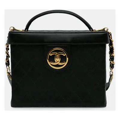 Chanel Black Matelasse Lambskin Vanity Bag