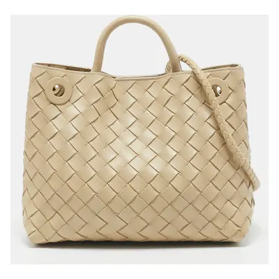 Bottega Veneta Cream Intrecciato Leather Small Andiamo Tote