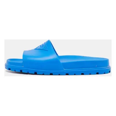 Prada Blue Rubber Triangle Logo Soft Pool Slides Size