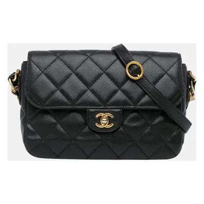 Chanel Black Quilted Caviar Single Flap