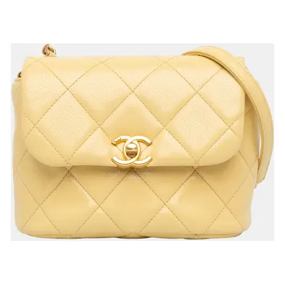 Chanel Yellow Mini CC Quilted Caviar Flap