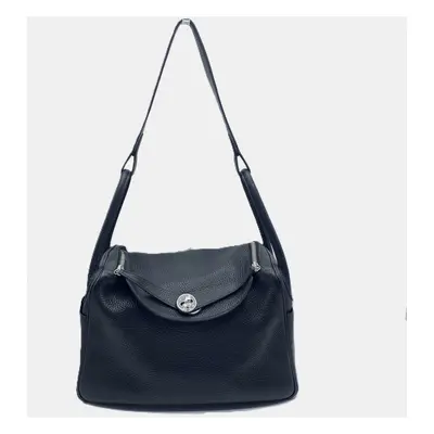 Hermes Black Leather Lindy Handbag