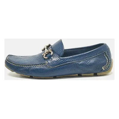 Salvatore Ferragamo Blue Leather Parigi Slip on Loafers Size 39.5