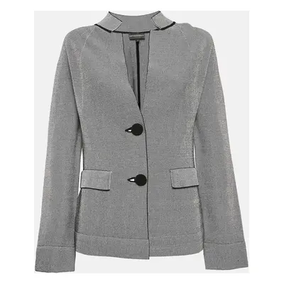 Armani Black/White Knit Button Front Jacket