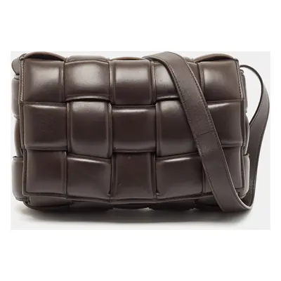 Bottega Veneta Dark Brown Intreccio Leather Padded Cassette Shoulder Bag