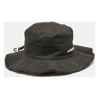 Jacquemus Black Cotton Drawstring Bucket Hat Size