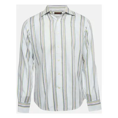 Etro Multicolor Stripe Jacquard Cotton Button Front Shirt