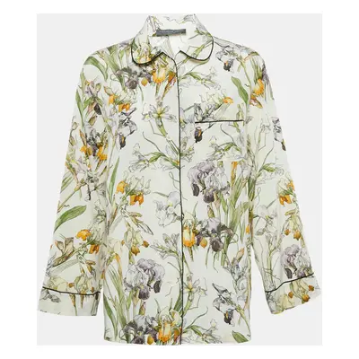 Alexander McQueen Off-White Floral Print Silk Blouse