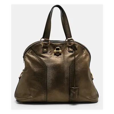 Yves Saint Laurent Metallic Leather Oversized Muse Satchel