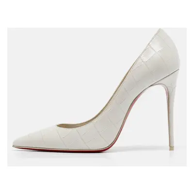 Christian Louboutin White Croc Embossed Leather Kate Pumps Size