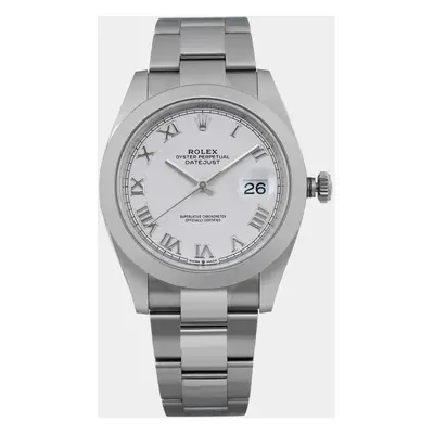 Rolex White Stainless Steel Datejust Automatic Men's Wristwatch mm