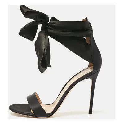 Gianvito Rossi Black Satin Gala Sandals Size